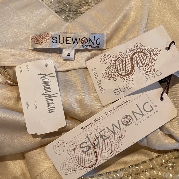 Sue Wong Nocturne Formal Beaded Ivory Gown Size 4 - Picture 12 of 15